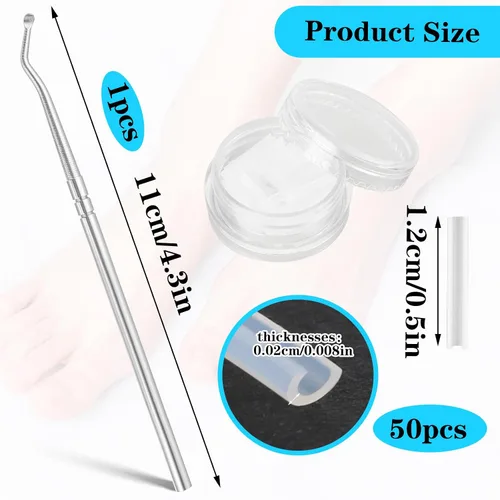 Vista 2 de (50+1) Juego de corrector de uñas encarnadas, kit profesional de eliminación de uñas encarnadas sin dolor con levantador de uñas de los pies, tira