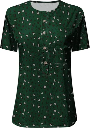 Vista 3 de SERYU Blusa de lino de algodón con cuello en V y botones para mujer, ajuste holgado, casual, de manga corta