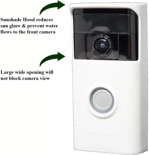 Vista 2 de Carcasa de silicona compatible con timbre de anillo, vídeo (1ª generación), diseño de campana de tu puerta con cristal solar, protección UV y White