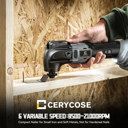 Vista 2 de Cerycose Herramienta oscilante inalámbrica compatible con batería Dewalt de 20 V, 21000 OPM Max sin escobillas con mango auxiliar, multiherramienta
