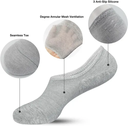 Vista 4 de AKOENY Calcetines invisibles para mujer, 6 pares de tobillos, antideslizantes, con pies ocultos para zapatos planos, zapatos deportivos, mocasines
