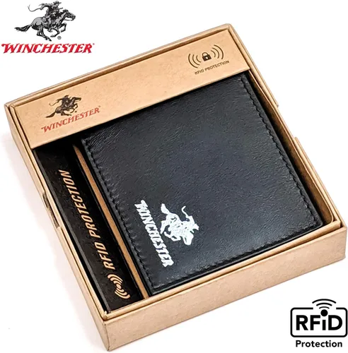 Vista 2 de Winchester billete RFID carteras para hombres de cuero genuino grano completo, ranura delgada para tarjeta con ventana de identificación ligero