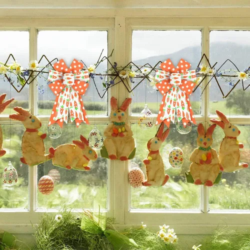 Vista 4 de ALIBBON Lazos de Pascua para coronas, lazos de corona de Pascua de primavera, lazos de zanahoria de Pascua para manualidades, decoración de Pascua
