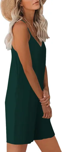 Vista 3 de Womens Summer Casual Sleeveless Romper Loose Adjustable Spaghetti Strap Shorts Jumpsuits with Pockets Outfits Clothes