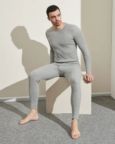 Vista 5 de LAPASA Men's Thermal Underwear Set Cotton Waffle Top Long Sleeve Long Johns Base Layer Shirt & Bottom Cold Weather M60