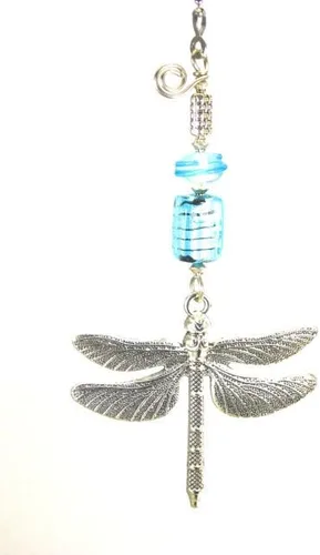 Vista 4 de Turquoise Ice Blue Silvery Metal Dragonfly Ceiling Fan Pull Chain