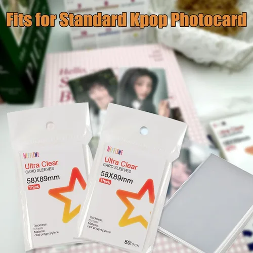 Vista 4 de 300 piezas de fundas para tarjetas fotográficas Kpop, fundas para tarjetas PVC y libres de ácido para tarjetas de intercambio estándar Kpop