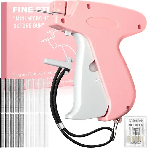 Vista 10 de Pistola de puntada portátil para ropa, 1000 sujetadores blancos y 1000 rosa/blanco