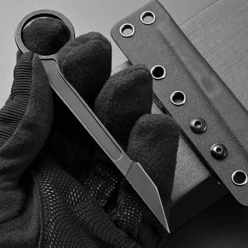 Vista 7 de CCanku C1104 - Cuchillo de hoja fija D2 con mango de acero inoxidable para caza, herramienta EDC, supervivencia, campamento al aire libre con funda