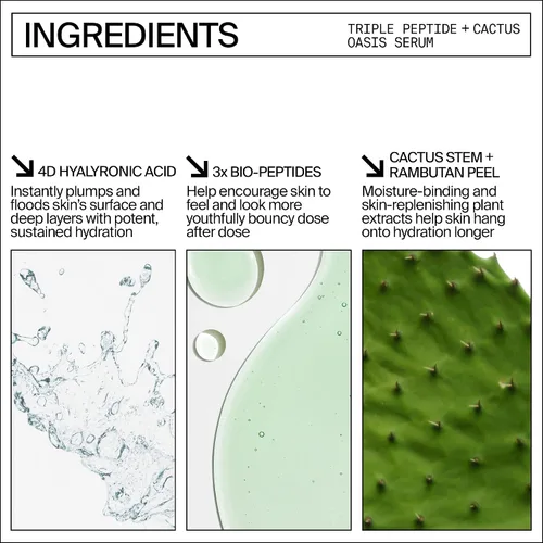 Vista 5 de Youth To The People Triple Peptide + suero facial Oasis - Suero hidratante + reafirmante para piel seca, rellena líneas finas con 4 tipos de ácido
