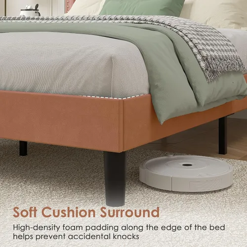 Vista 87 de VECELO Base de cama de plataforma de tamaño individual con cabecera tapizada de altura ajustable, base de colchón moderna, soporte de listones