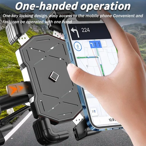 Vista 4 de AUCELI Soporte de teléfono para motocicleta, ABS de liberación rápida para teléfonos de 4.7 a 7.2 pulgadas, antivibraciones con clip giratorio