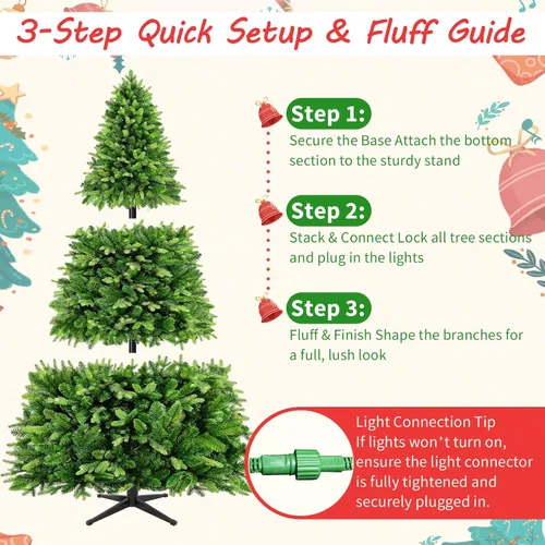 Vista 6 de 7.5ft 360° Rotating Christmas Tree with Music - 470LEDs Verde
