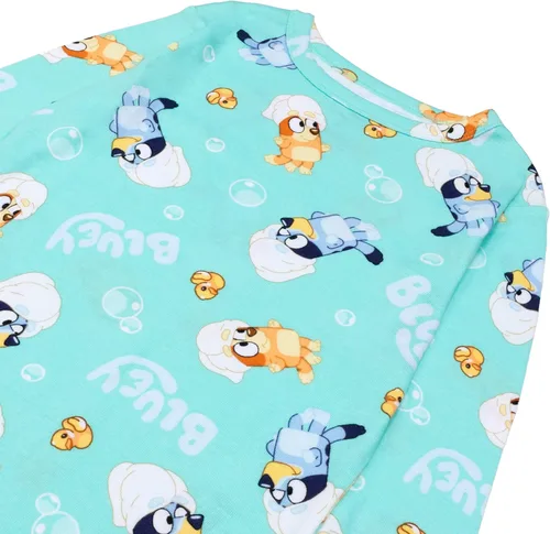 Vista 4 de Bluey Conjunto de pijama de algodón ajustado de 4 piezas para niñas Ropa de dormir cómoda, suave y linda ropa de dormir para niños Bluey Spa