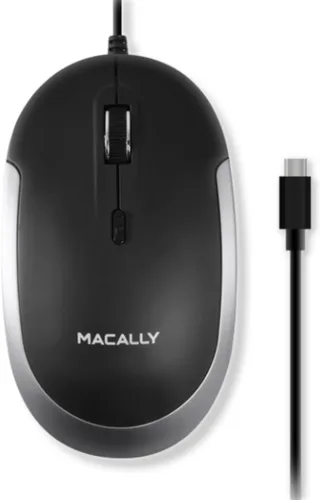 Vista 10 de Macally Ratón USB C con Cable para Mac y PC - Delgado, Silencioso y Confiable - Ratón Tipo C para MacBook Pro/Air, iMac, Apple iPad, Laptop