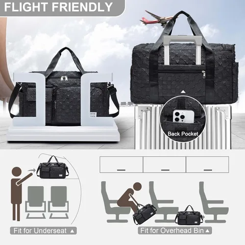 Vista 277 de Pequeña bolsa de gimnasio para mujer, bolsa de viaje con compartimento para zapatos