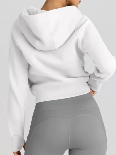 Vista 5 de Trendy Queen - Sudaderas con capucha y cremallera para mujer, sudaderas cortas de vellón, trajes de otoño, estilo informal, cómodas, Y2K, ropa