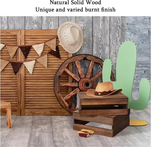 Vista 6 de Sieral 4 piezas de madera para cupcakes, soporte decorativo para postres, aperitivos, pasteles, caja de madera rústica, para almacenamiento