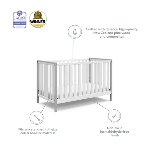 Vista 8 de Storkcraft Modern Pacific - Cuna convertible 5 en 1 (negro) – Certificado GREENGUARD Gold, se convierte de cuna de bebé a cama infantil y cama