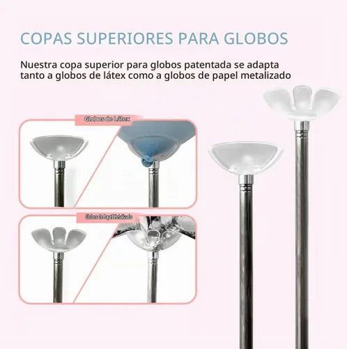 Vista 5 de YALLOVE Paquete de 2 soportes de columna de globos de metal ajustables
