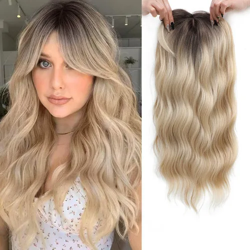 Vista 14 de PANEWAY Toppers de pelo de 7 x 7 pulgadas para mujeres con cabello fino, pelucas de 20 pulgadas para mujer, 1B