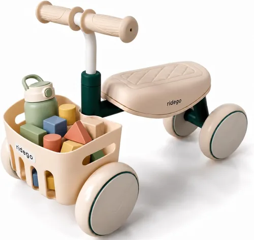 Vista 9 de Ridego Bicicleta de equilibrio para niños de 1 a 3 años con cesta y asiento Azul