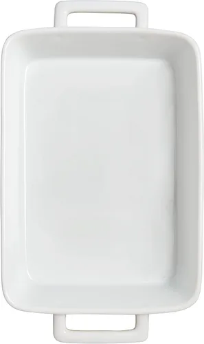 Vista 4 de HIC Kitchen Bandeja Rectangular para Lasaña con Asas, Porcelana Blanca Fina, 13 x 9 x 2.5 Pulgadas