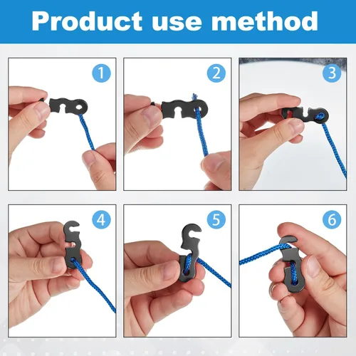 Vista 4 de SATINIOR Guyline - Tensor de aleación de aluminio para tienda de campaña, tensor de cuerda de paracaídas, ajustadores de cuerda para tienda