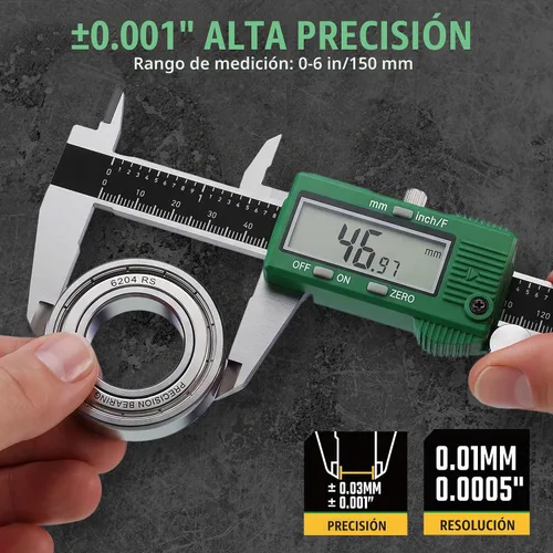 Vista 6 de SK 6'' Digital Calipers, Vernier Caliper Measuring Tool, ±0.001" Accuracy Electronic Calibrador with Large LCD Screen, Auto-Off Feature