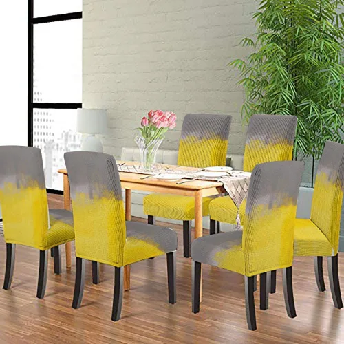 Vista 307 de CAPSCEOLL Christmas Dining Chair Covers,Snowflakes Festive Winter Pattern Stretch Chair Covers for Dining Room Set of 2 Washable Spandex Parson