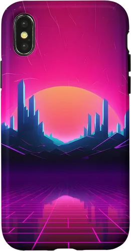 Vista 5 de Synthwave City Retrowave 80s Vaporwave Case for iPhone 17