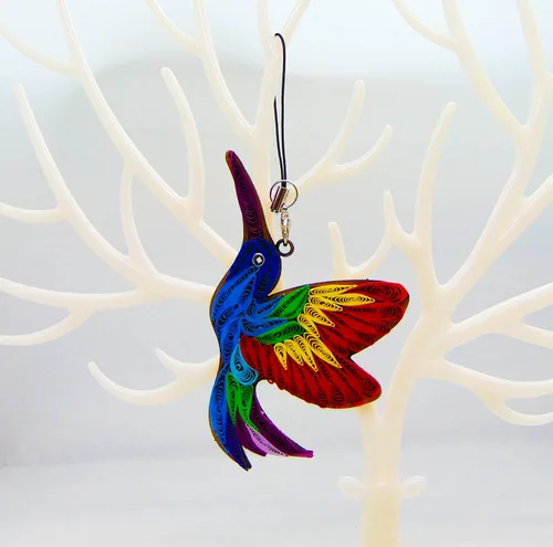 Vista 10 de Colección Quilling Bird Lovers – Adornos de quilling hechos a mano para amantes de los animales, decoraciones para el hogar y días festivos, dijes
