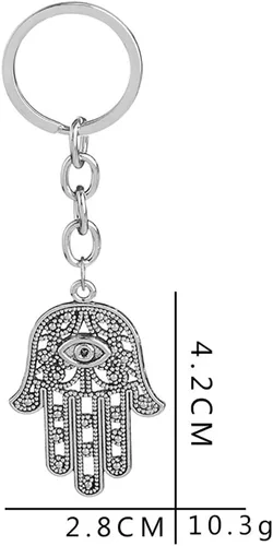 Vista 3 de Meiligo® Moda retro mal de ojo llavero joyería hueco protector mano de Fatima Palm Charm Key Rings
