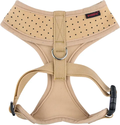 Vista 2 de Puppia Dotty Arnés para perro A (sobre la cabeza), arnés de moda con patrón de lunares, para primavera y verano, para perros pequeños, beige
