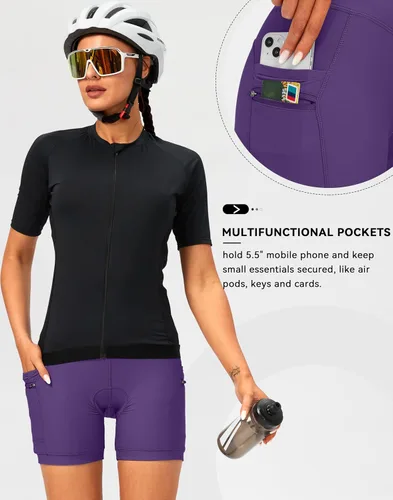 Vista 5 de Pantalones cortos de ciclismo acolchados 4D para mujer, 57 pulgadas, ropa interior de ciclismo, ciclismo de carretera, pantalones cortos para mujer