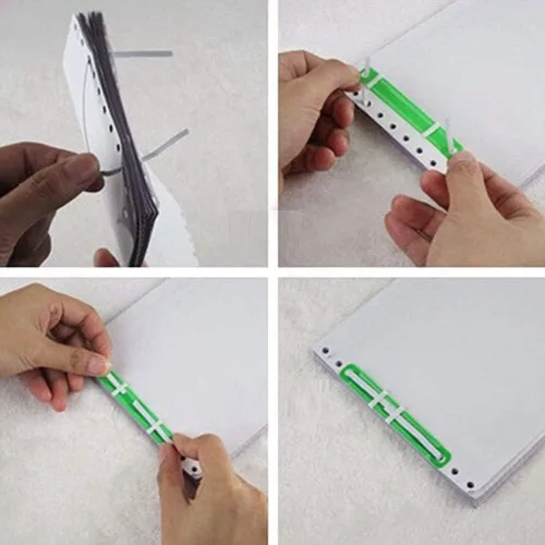 Vista 5 de 100 sujetadores de papel de plástico coloridos sujetadores de archivos de documentos de plástico de 2 agujeros, clips de carpeta de papel