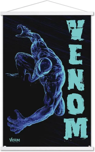 Vista 19 de Trends International Marvel Venom: Let There be Carnage - Póster de pared negro y azul, 22.4 pulgadas de largo x 14.7 W, versión enmarcada de madera