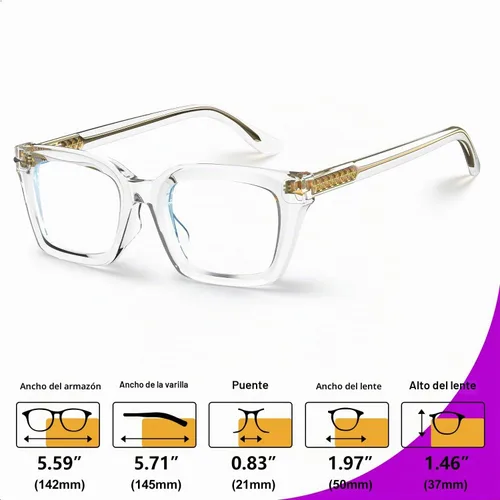 Vista 6 de VISOONE No Line Chunky Multifocal Readers with Blue Light Blocking YALE Transparente