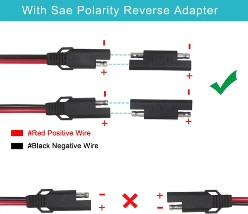 Vista 5 de SAE 16AWG Cable de Extensión para Cargador de Batería de Servicio Pesado de 6 Pies con Conector SAE de 2 Pines de Desconexión Rápida y Adaptador