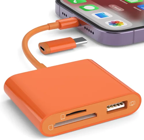 Vista 9 de Lector de tarjetas SD para iPhone, lector de tarjetas de memoria con adaptador USB-C a Lightning, conector plug and play, visor de tarjetas Micro SD