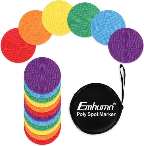 Vista 12 de Marcadores de punto Emhumn de 4 pulgadas y 9 pulgadas de polietileno para puntos de agilidad para entrenamiento en gimnasio/educación física, baile