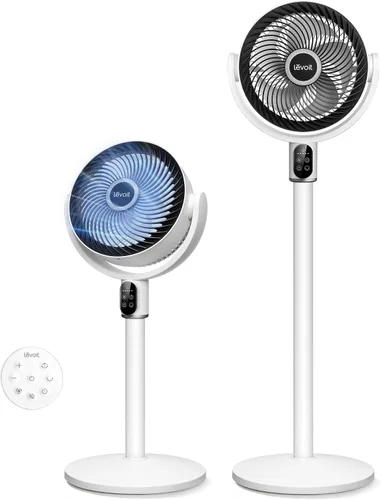 Vista 10 de LEVOIT Ventilador de pie para dormitorio, ventilador de pedestal oscilante de 90°, silencioso de 20 dB para dormir, flujo de aire de 1024 CFM