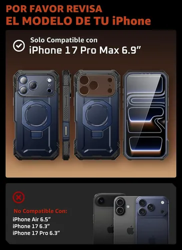 Vista 2 de SUPCASE Funda para iPhone 17 Pro Max (UBGrip Pro), [protector de pantalla de vidrio templado integrado y soporte] [cubierta de control de cámara]