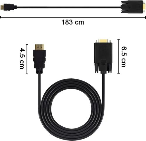Vista 3 de Wonlyus Cable HDMI a VGA chapado en oro 1080P HDMI macho a VGA macho adaptador de video activo cable convertidor (6 pies/5.9 ft)