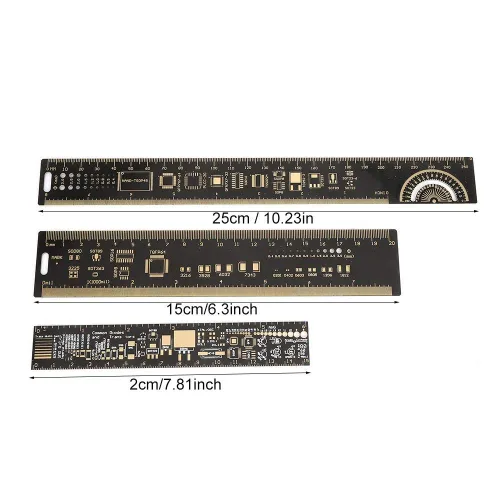Vista 4 de Regla multifuncional, 3 tipos de conjunto 15/20/9.8 in 6.3/7.87/10.23 pulgadas regla de PCB de ingenieros electrónicos regla multifuncional regla