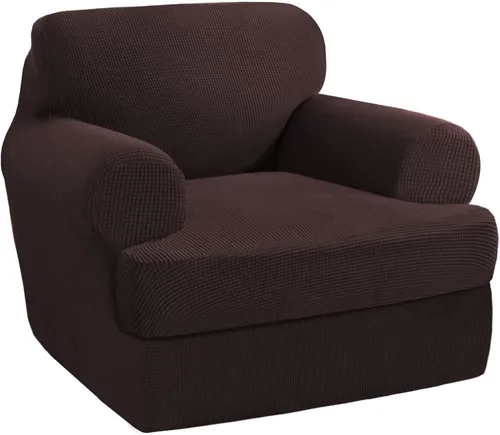 Vista 38 de PrinceDeco Fundas elásticas para sillón de 2 piezas, fundas de sofá para sillas con cojines en forma de T, fundas suaves para muebles con 1 funda