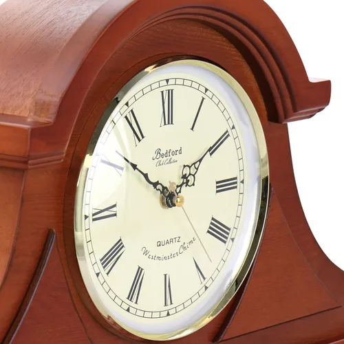 Vista 5 de Bedford Clock Collection Reloj de repisa de cereza caoba con campanillas