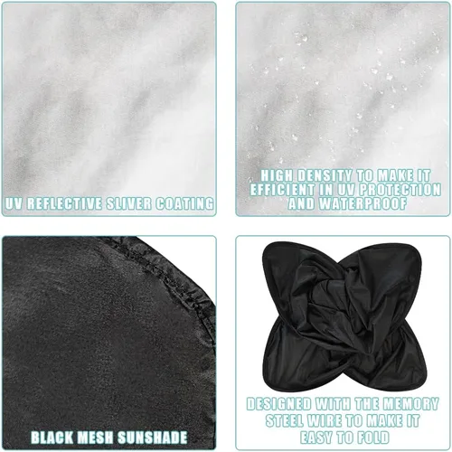 Vista 4 de BestEvMod Parasol plegable para techo Rivian R1T de 2 capas, cubiertas reflectantes para techo corredizo bloquea el deslumbramiento, rayos UV