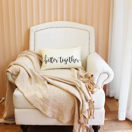 Vista 5 de Ogiselestyle Fundas de almohada de granja con citas de Better Together de 12 x 20 pulgadas, fundas de almohada lumbares decorativas para el hogar