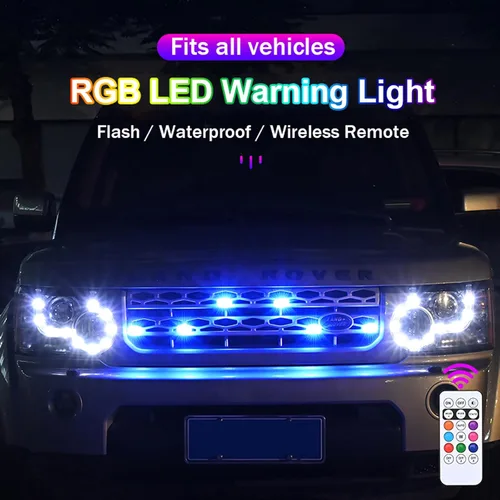 Vista 2 de 4 luces estroboscópicas LED RGB inalámbricas con control remoto, 8 colores, 10 modos, recargable por USB, impermeable, anticolisión, luz